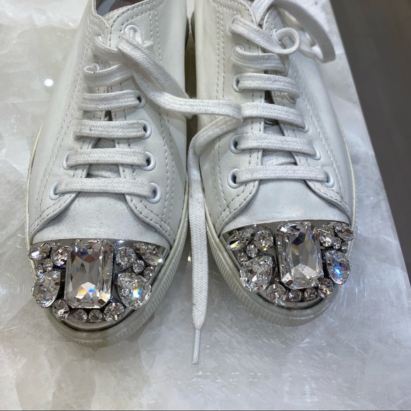 Miu Miu white crystal sneakers - Picture 2 of 3